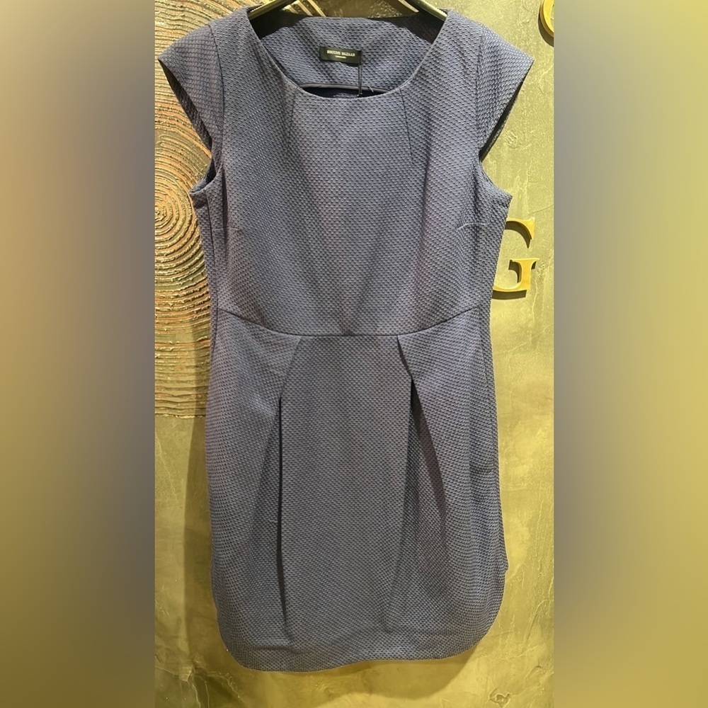 Navy office cotton blend NWT sleek pencil knee length dress bussiness casual - Picture 2 of 9